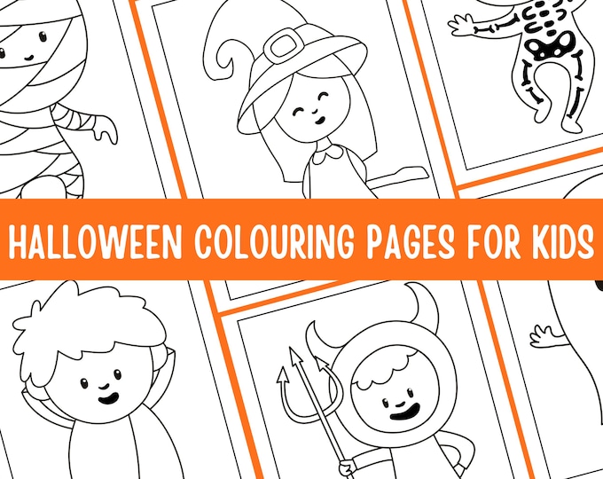 Halloween Coloring Book, 38 Pages, Kids Activity Pages (Digital Download)