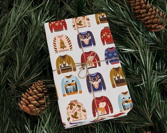 Ugly Christmas Sweater Wrapping Paper Roll, Holiday Gift Wrap