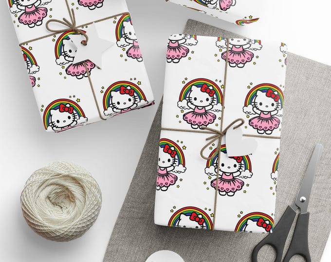 Hello Kitty Rainbow Wrapping Paper Roll: Birthday Gift Wrap