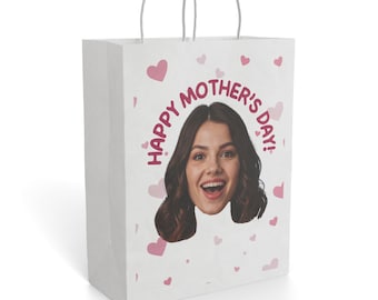 Happy Mother's Day Face Collage Paper Gift Bag | Heart Pattern