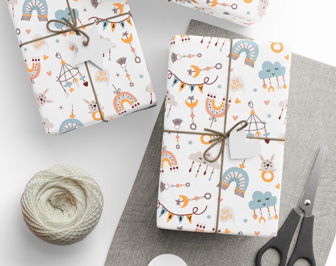 Baby Shower Gift Wrap, Newborn Baby Gift Wrap, Baby Gift Wrap, Baby Boy Gift Wrap, Baby Girl Gift Wrap, Wrapping Paper Roll