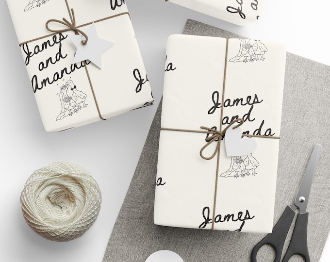 Silly Goose Wedding Wrapping Paper: Customizable Gift Wrap Roll