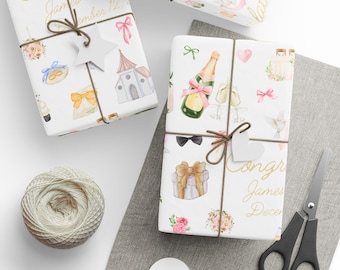 Personalized Wedding Wrapping Paper: Bride & Groom Gift Wrap