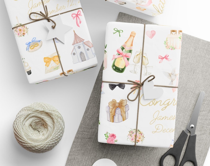 Custom Wedding Wrapping Paper: Bride & Groom Gift Wrap