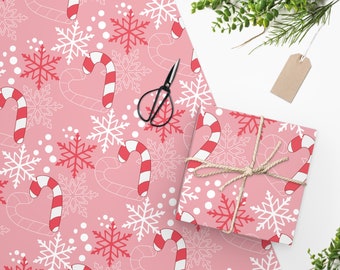 Geschenkpapierrolle, Weihnachtsgeschenkpapier, Weihnachtsgeschenkpapier, niedliche Weihnachtsverpackung, rosa Weihnachtsgeschenkverpackung