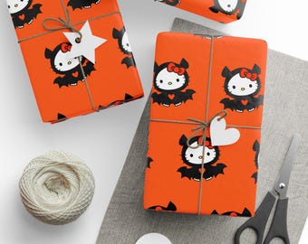 Halloween Vampire Hello Kitty Orange Gift Wrap