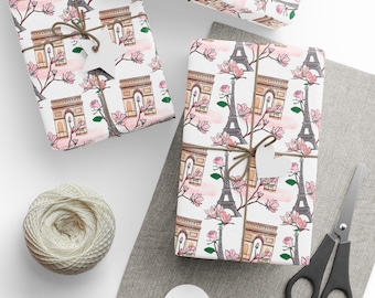 Paris Lifestyle Wrapping Paper: Eiffel Tower & Arc du Triomphe