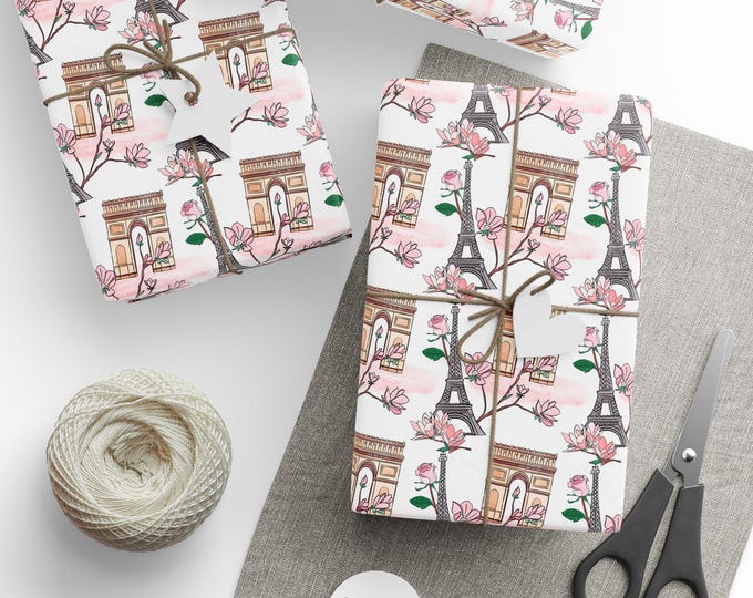 Paris Lifestyle Wrapping Papers, Eiffel Tower Gift Wrap, France Gift Wrap, Arc du Triomphe, Champs Elysee, Paris Theme Paper