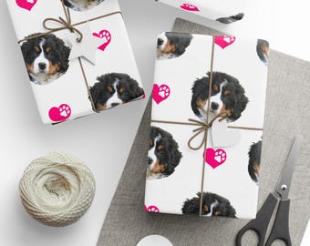 Cute Doggie Photo Gift Wrap, Custom Pet Photo Gift Wrap, Wrapping Paper Roll, Birthday Gift Wrap, Pet Lovers, Dog Lovers