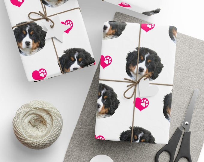 Cute Doggie Photo Gift Wrap, Custom Pet Photo Gift Wrap, Wrapping Paper Roll, Birthday Gift Wrap, Pet Lovers, Dog Lovers