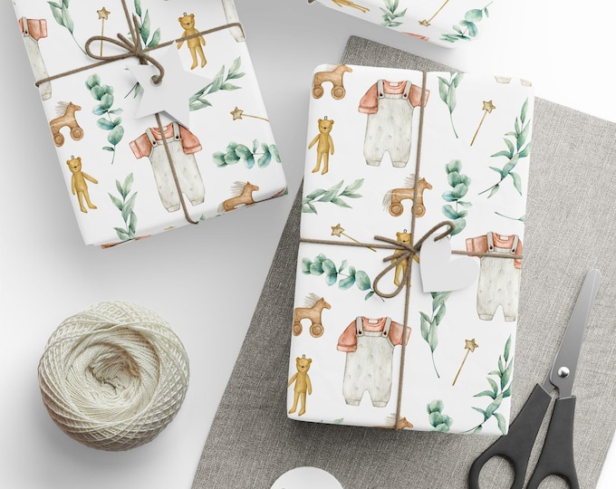 Baby Shower Gift Wrap, Newborn Baby Gift Wrap, Gender Neutral, Baby Boy Gift Wrap, Baby Girl Gift Wrap, Baby Shower Wrapping Paper