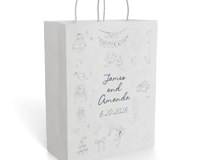 Personalized Wedding Favor Bag | Doodles Design, Custom Names