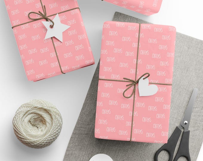 Champagne Celebration Cheers Gift Wrap, Gift Wrap for Bridal Shower, Wedding Gift Wrap, Birthday Gift Wrap, Celebration Wrapping Paper