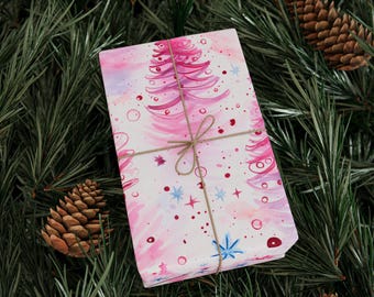 Pink Christmas Wrapping Papers, Festive Holiday Gift Wrap, Xmas Present Packaging, Gift Wrapping Supplies, Seasonal Decor, Pretty Gift Wrap