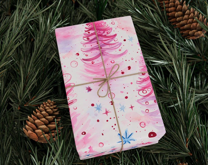 Pink Christmas Wrapping Papers, Festive Holiday Gift Wrap, Xmas Present Packaging, Gift Wrapping Supplies, Seasonal Decor, Pretty Gift Wrap