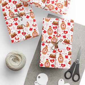Happy Canada Day Geschenkverpackung, Pfannkuchen mit Ahornsirup, Geschenkpapier zum Thema Kanada