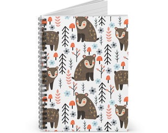 Personalized Scandinavian Forest Animals Spiral Notebook, Ruled Line Journal