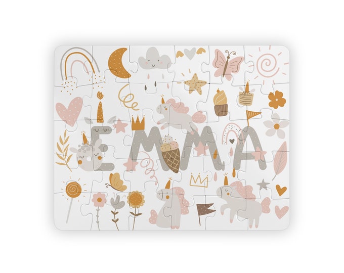 Personalized Kids Name Puzzle, Kids' Puzzle, 30-Piece Puzzle, Unicorn-Themed Puzzle, Kids Activity, 14x11 inch puzzle, Fun Activity
