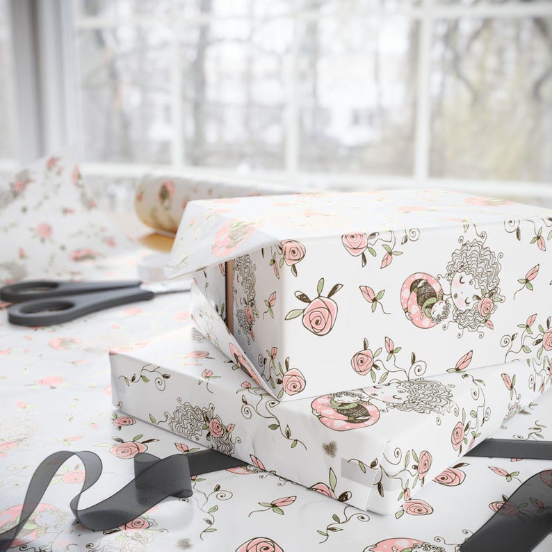 Presentpapper med blommigt motiv för mors dag, 90 g/m² konstnärspapper bild 2
