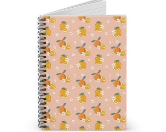 Tropical Citrus Floral Spiral Notebook: Ruled Line Journal