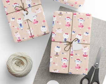 Paris Cats Gift Wrap: Parisian Kitty Pattern, Gloss Paper