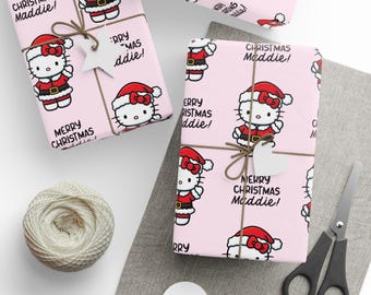 Hello Kitty Santa pattern Wrapping Paper | Cute Christmas gift wrap