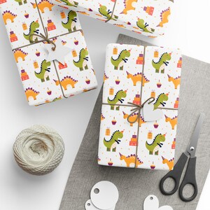 Dinosaur Birthday Gift Wrap: Dino Party Wrapping Paper Roll