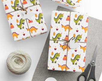 Dinosaur Birthday Gift Wrap: Dino Party Wrapping Paper Roll