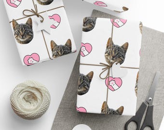 Custom Pet Photo Wrapping Papers, Personalized Gift Wrap for Animal Lovers, Dog Cat Christmas Packaging Paper, Birthday Present Decoration
