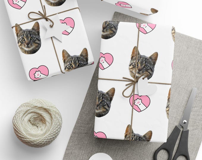 Custom Pet Photo Wrapping Papers, Personalized Gift Wrap for Animal Lovers, Dog Cat Christmas Packaging Paper, Birthday Present Decoration