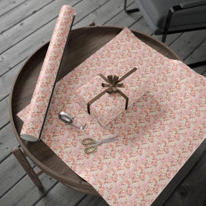 Papel de regalo con rosas rosas, papel de regalo floral, papel de bellas artes de 90 g/m² imagen 4