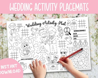 Wedding Activity Placemat for Kids, Coloring Page (Digital Download)