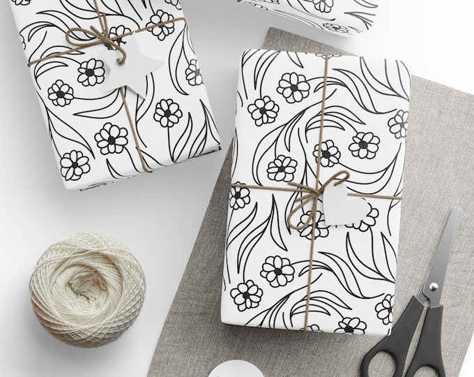 Colouring Gift Wrap, Floral Gift Wrap, Colouring Wrapping Paper, Kids Colouring Paper, Adult Colouring Paper