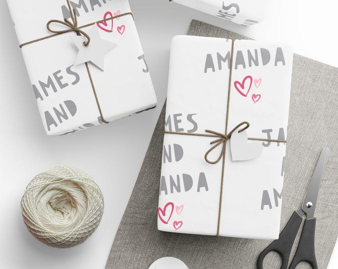 Custom Wedding Gift Wrap, Wedding Wrapping Paper, Bride and Groom, Cute Custom Gift Wrap, Wrapping Paper Roll, Customizable Gift Pap