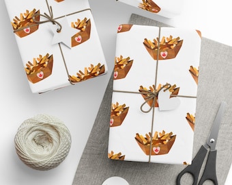 Canada Day Poutine Gift Wrap: French Fries, Curds & Gravy