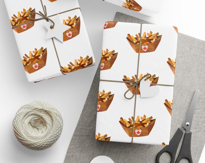 Canada Day Poutine Gift Wrap: French Fries, Curds & Gravy
