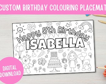 Custom Birthday Coloring Placemat, Kids Party Activity (Digital Download)