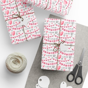 Valentines Day Gift Wrap, Valentine Gift Wrap, Valentine Wrapping Paper, Cute Valentine Wrap, Hearts Gift Wrap, Love Gift Wrap