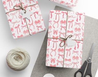 Coquette Gift Wrap: Pink Bows, Baby Girl Wrapping Paper