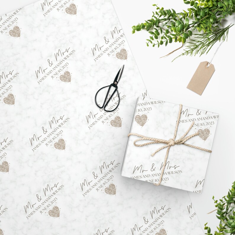 Personalized Wedding Gift Wrap, Wedding Wrapping Paper, Bride and Groom, Custom Gift Wrap