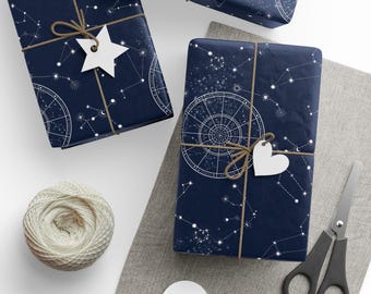Zodiac Starry Sky Gift Wrap: Astronomy Constellation Paper