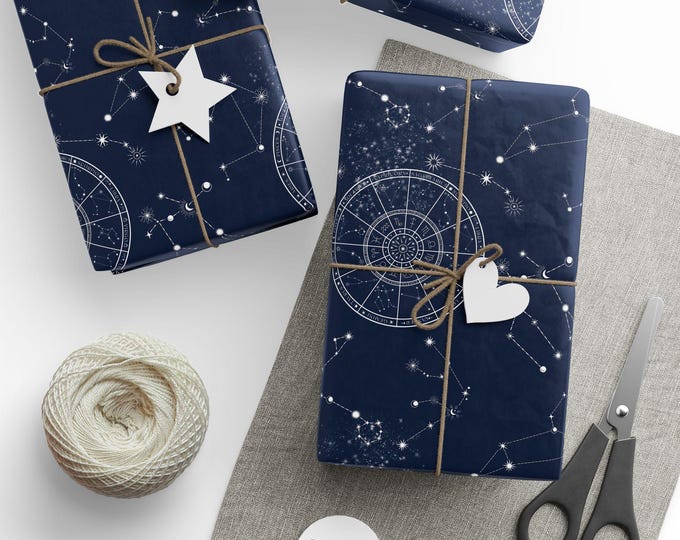 Zodiac Sky Gift Wrap, Astronomy Gift Wrap, Zodiac Wrapping Paper, Constellation Gift Wrap, Celebration Gift Wrap, Special Occasion Gift Wrap