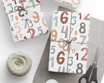 Boho Numbers Gift Wrap: Birthday Wrapping Paper Roll