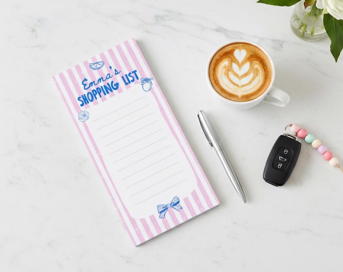 Personalized Magnetic Notepad, Custom Name Grocery List Pad, Fridge Shopping List