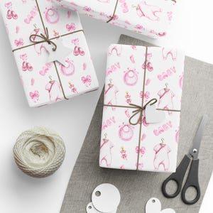 Baby Shower Gift Wrap, Baby Girl Wrapping Paper, Baby Pink Gift Wrap, Newborn Celebrations, Gender Reveal Events, Premium Gift Wrap