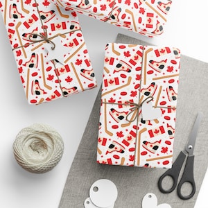 Canada Day Gift Wrap, Hockey Canada Gift Wrap, Canadiana Wrapping Paper, Canada-themed Gift Wrap, Seasonal Gift Wrap, Holiday Gift Wrap