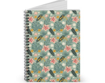 Tropical Floral Spiral Notebook: Ruled Line Journal