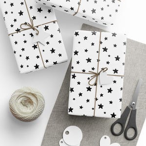 Black Stars Gloss Wrapping Paper, 90 GSM image 1