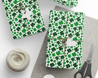 Shamrock Wrapping Paper: Lucky Clover St Patricks Day Gift Wrap