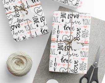 Valentines Day Gift Wrap, Valentine Gift Wrap, Love You Wrapping Paper, Cute Valentine Wrap, Sweetheart Gift Wrap, Love Gift Wrap